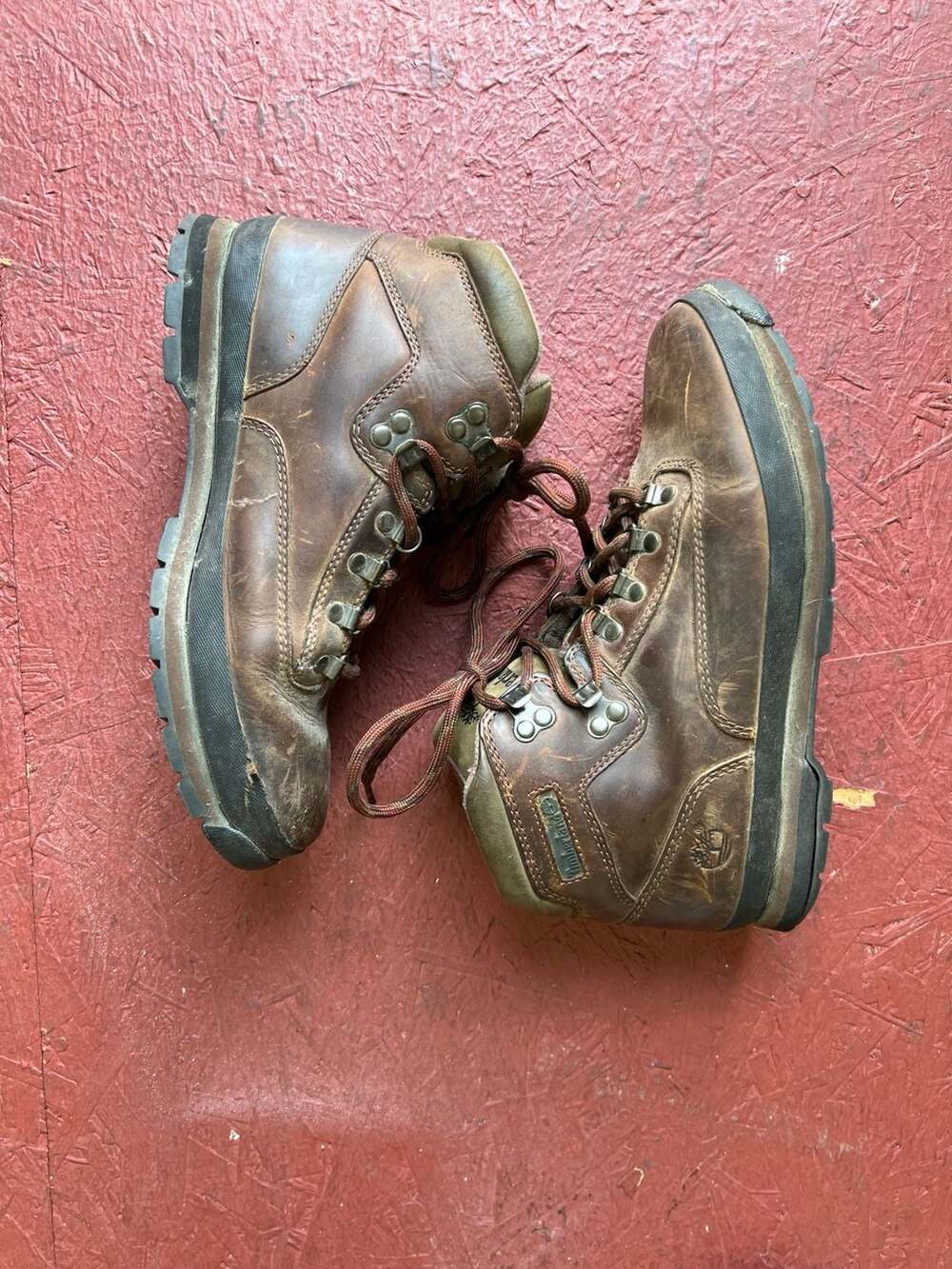 Timberland Euro Hiker Brown Leather Hiking Boots Men's Size 10.5M 95100